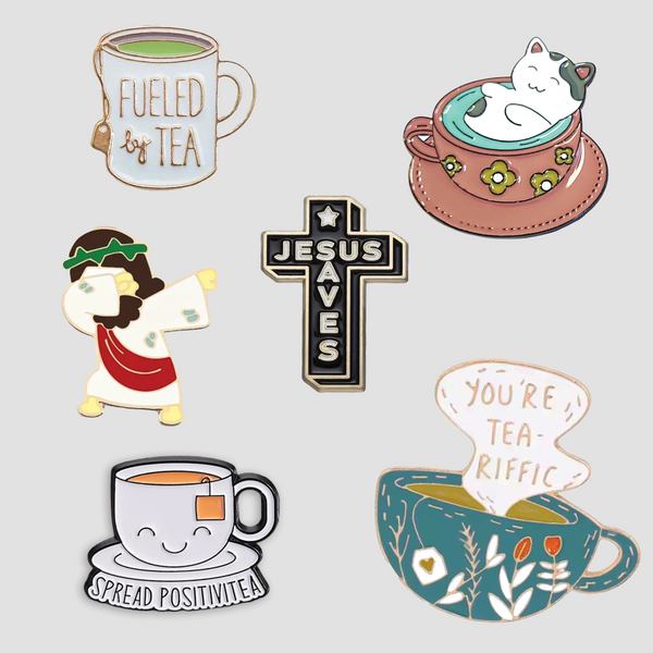Faith & Tea Enamel Pin Bundle – Collect All 6 Pins