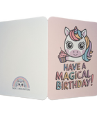 Magical Birthday Card with Cute Unicorn & Pastel Cupcake - Kawaii Greeting Card