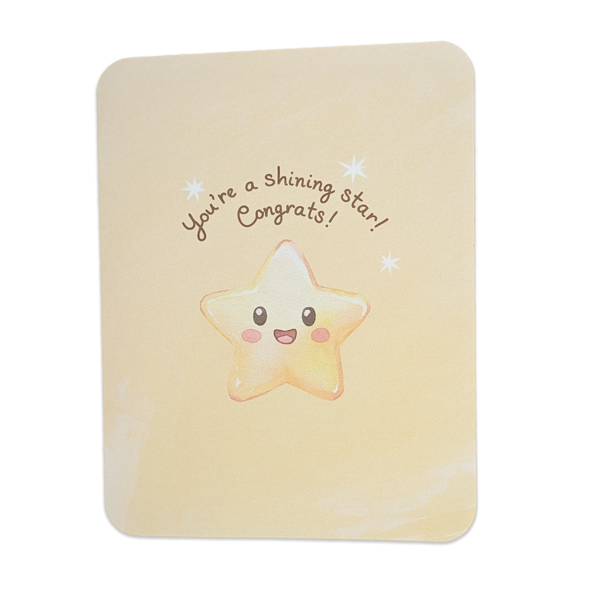 "You’re a Shining Star" Kawaii Congrats Card - Minimalist Watercolor Design