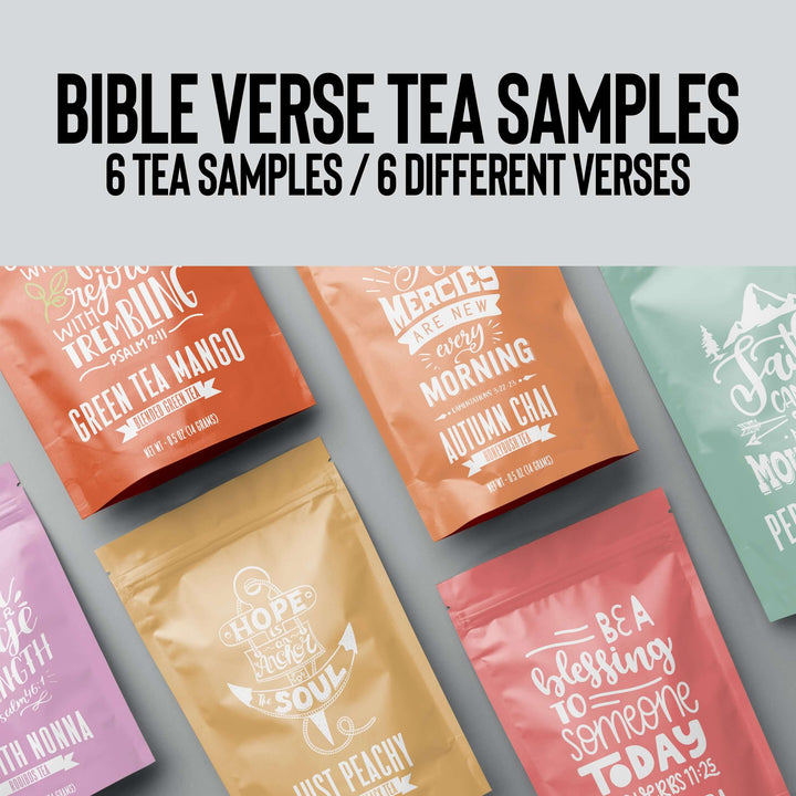 Our Bible Verse Sampler Box provides all the comfort of a cup of tea with a dose of inspiring daily scriptures. Enjoy 6 different varieties of tea, with each flavorful blend wrapped up in its own special packaging containing beautiful bible verses and ill